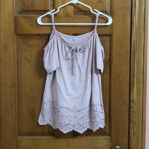 Off shoulder pink suede top